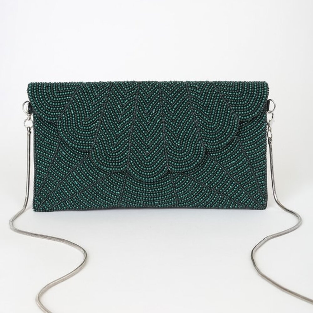 Lulus Junipero Emerald Green Beaded Clutch - Size One Size